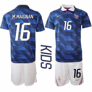Frankrike Hemmaställ VM 2026 Barn Mike Maignan 16 Tröja och Shorts