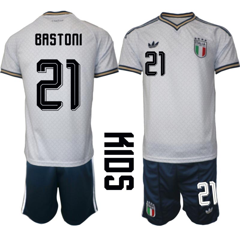 Italien Bortaställ VM 2026 Barn Alessandro Bastoni 21 Tröja och Shorts