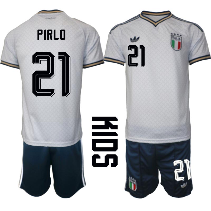 Italien Bortaställ VM 2026 Barn Andrea Pirlo 21 Tröja och Shorts