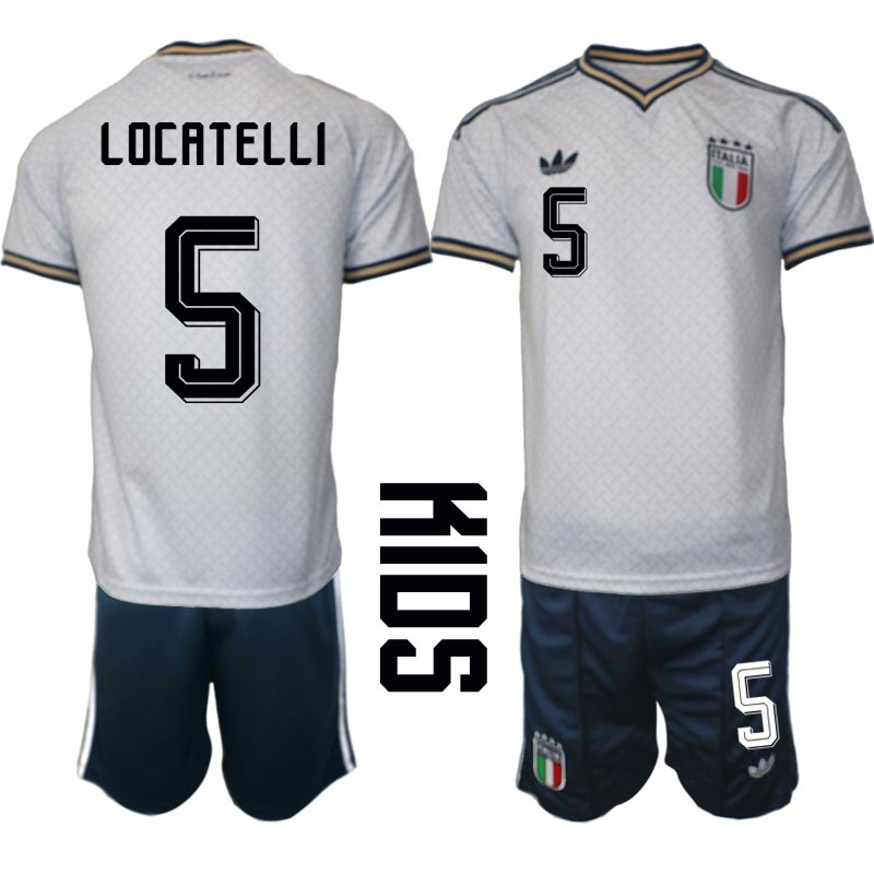 Italien Bortaställ VM 2026 Barn Manuel Locatelli 5 Tröja och Shorts