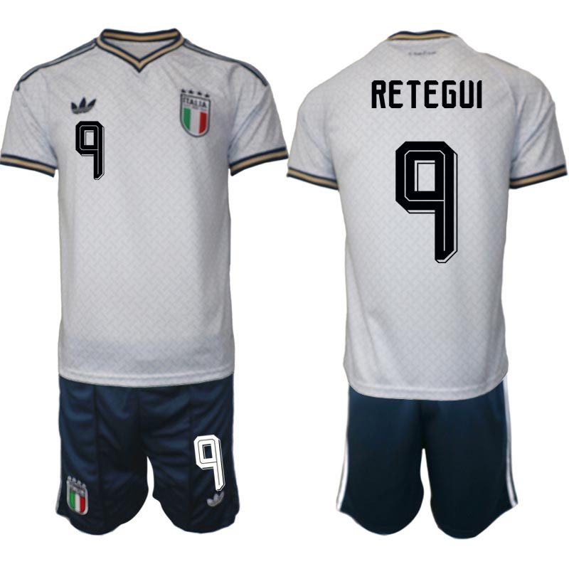 Italien Bortaställ VM 2026 Herr Mateo Retegui 9 Tröja och Shorts