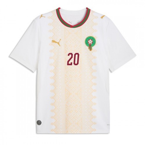 Marocko VM 2026 Ayoub El Kaabi #20 Bortatröja Herr Kortärmad Fotbollströja