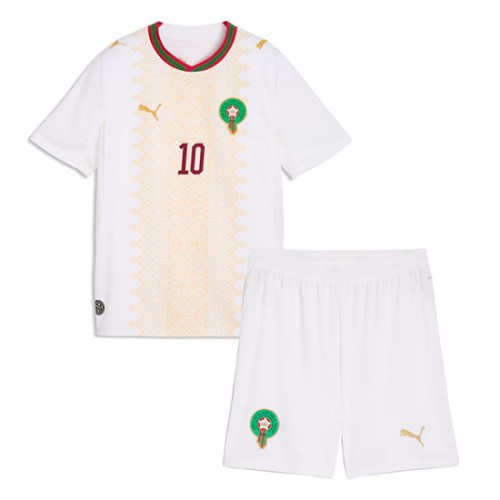 Marocko VM 2026 Brahim Díaz #10 Bortaställ Barn Fotbollskit (Tröja + Shorts)