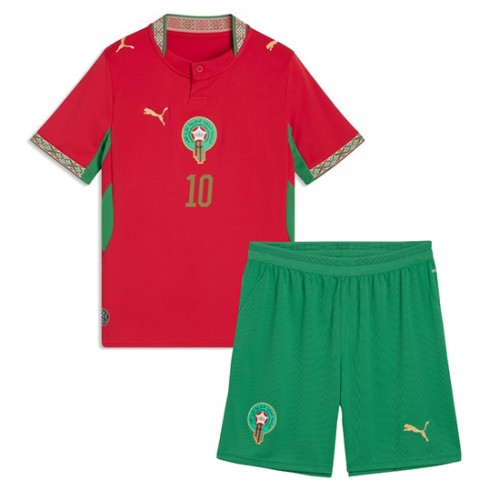 Marocko VM 2026 Brahim Díaz #10 Hemmaställ Barn Fotbollskit (Tröja + Shorts)