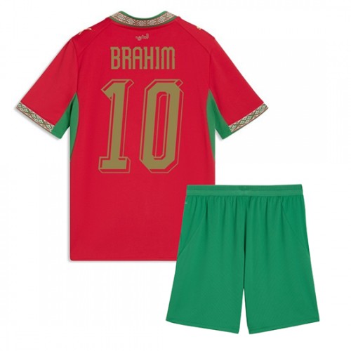 Marocko VM 2026 Brahim Díaz #10 Hemmaställ Barn Fotbollskit (Tröja + Shorts)