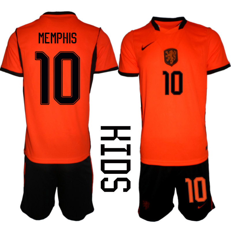Nederländerna Hemmaställ VM 2026 Barn Memphis Depay 10 Tröja och Shorts