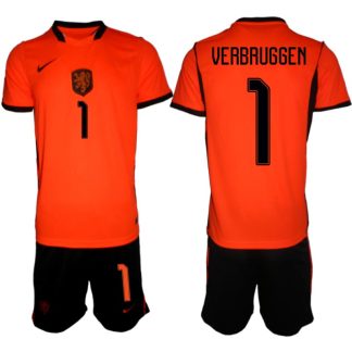 Nederländerna Hemmaställ VM 2026 Herr Bart Verbruggen 1 Tröja och Shorts