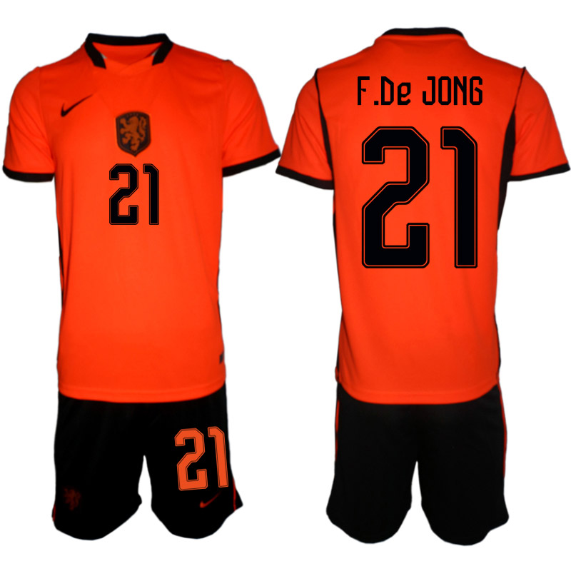 Nederländerna Hemmaställ VM 2026 Herr Frenkie de Jong 21 Tröja och Shorts