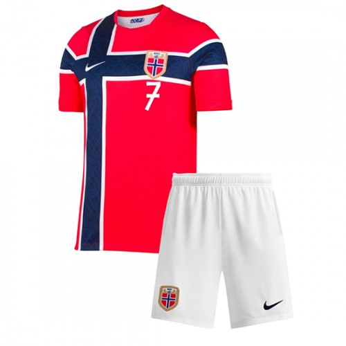 Norge VM 2026 Alexander Sorloth #7 Hemmaställ Barn Fotbollskit (Tröja + Shorts)