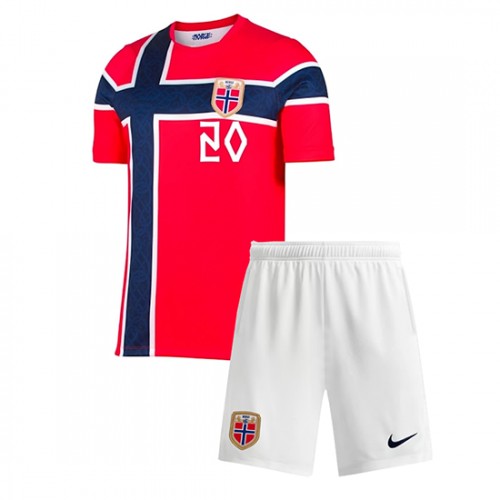 Norge VM 2026 Antonio Nusa #20 Hemmaställ Barn Fotbollskit (Tröja + Shorts)
