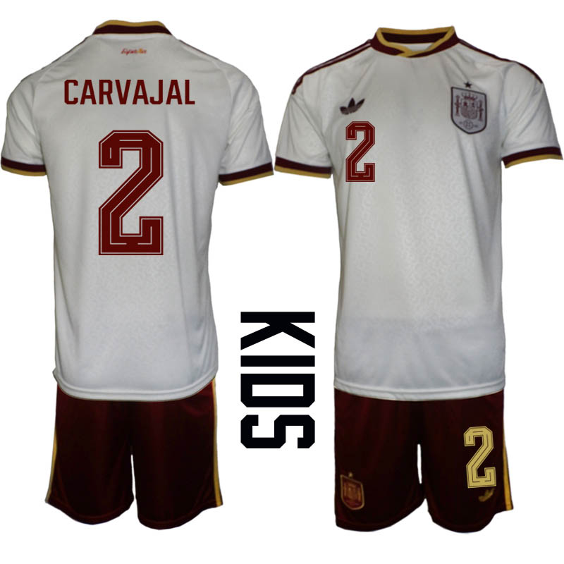 Spanien Bortaställ VM 2026 Barn Dani Carvajal 2 Tröja och Shorts