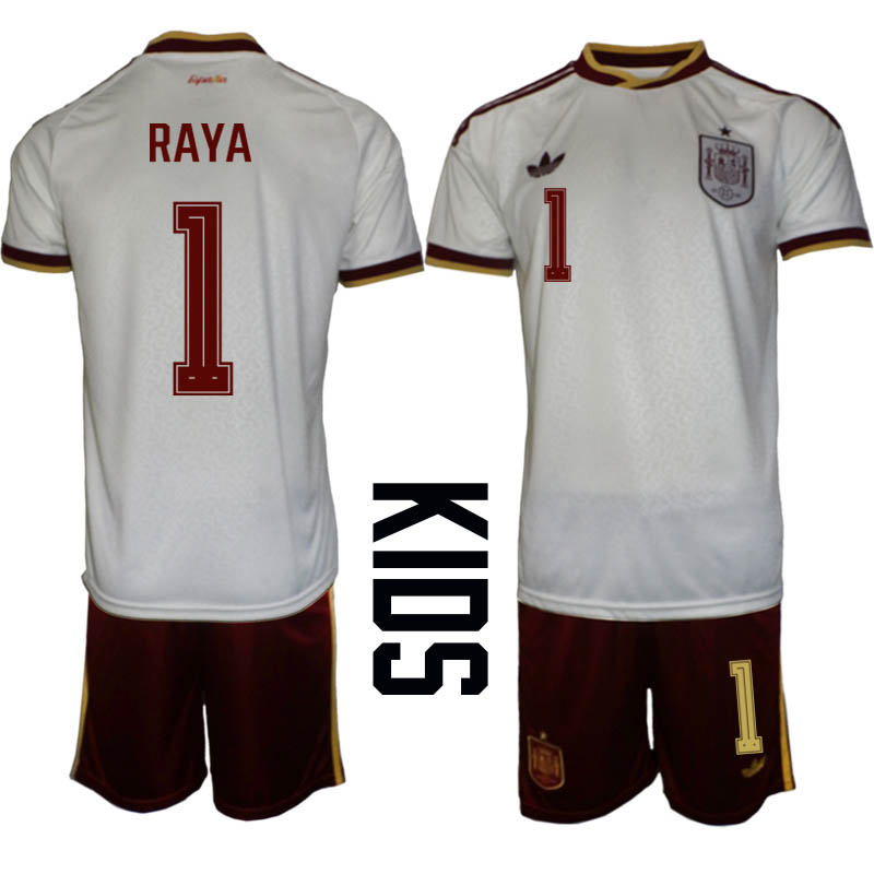 Spanien Bortaställ VM 2026 Barn David Raya 1 Tröja och Shorts