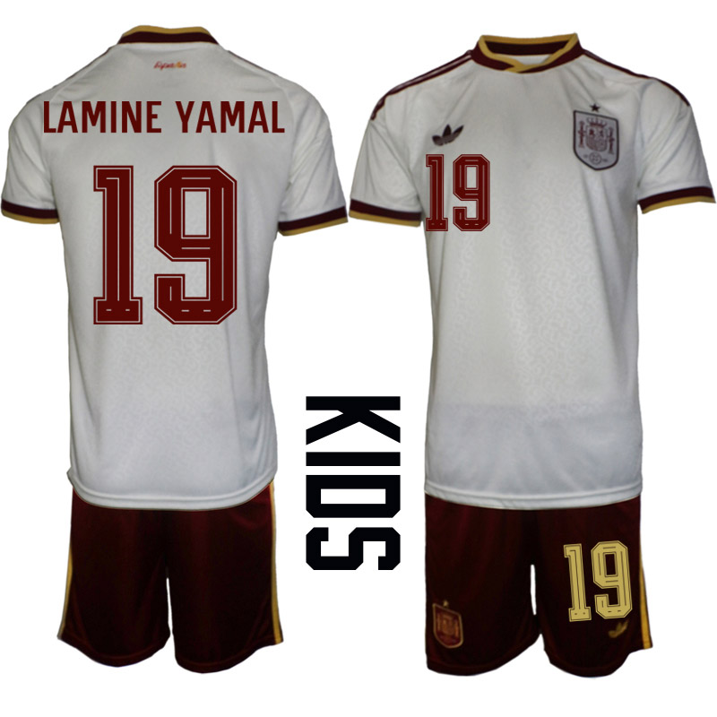 Spanien Bortaställ VM 2026 Barn Lamine Yamal 19 Tröja och Shorts