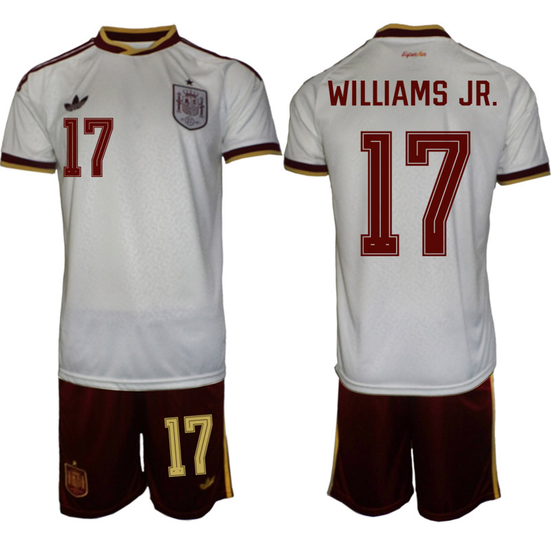 Spanien Bortaställ VM 2026 Herr Nico Williams 17 Tröja och Shorts