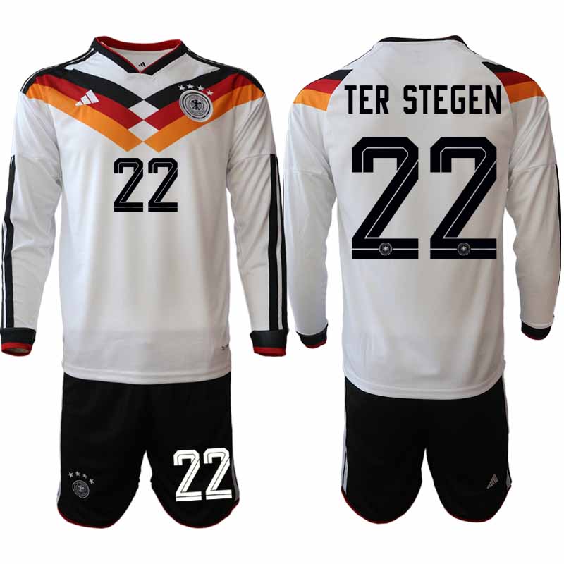 Tyskland Hemmaställ VM 2026 Marc-André ter Stegen 22 Herr Långärmad Fotbollskit (Tröja + Shorts)