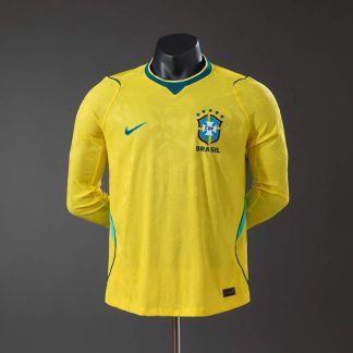 Brasilien Landslag VM 2026 Hemmatröja Långärmad Fotbollströja Herr