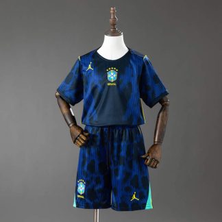Brasilien VM 2026 Bortaställ Barn Fotbollströja med Shorts