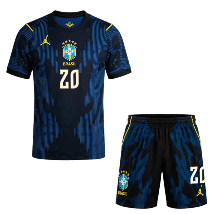 Brasilien VM 2026 Bortatröja Lucas Paquetá 20 Herr Fotbollströja Set Blå