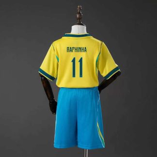 Brasilien VM 2026 Hemmaställ Barn Raphinha 11 Fotbollströja med Shorts
