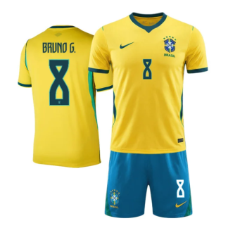 Brasilien VM 2026 Hemmatröja Bruno Guimarães 8 Barn Fotbollströja Set Gul