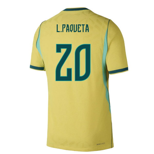 Brasilien VM 2026 Hemmatröja Bruno Lucas Paquetá 20 Herr Fotbollströja