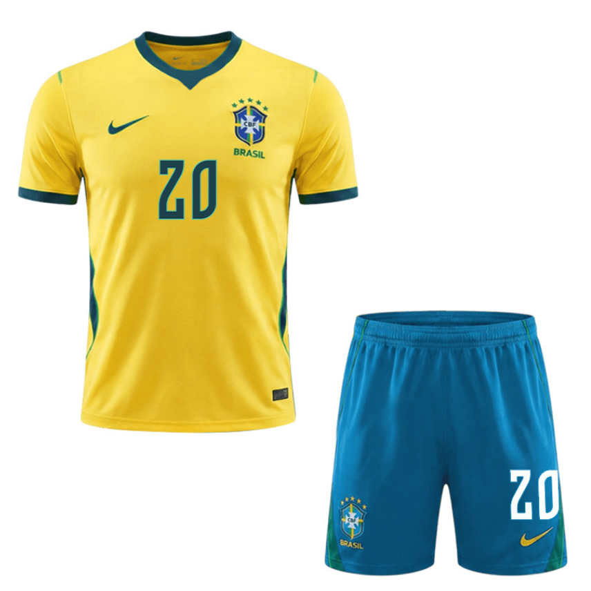 Brasilien VM 2026 Hemmatröja Lucas Paquetá 20 Herr Fotbollströja Set Gul