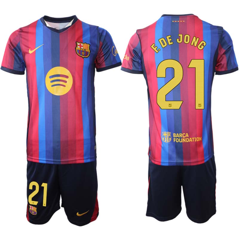 FC Barcelona Hemmaställ 2026/27 Frenkie de Jong 21 Herr Tröja och Shorts