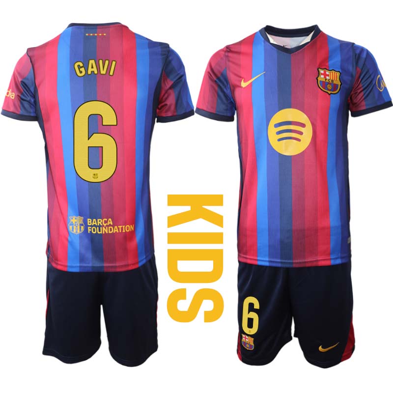 FC Barcelona Hemmaställ 2026/27 Gavi 6 Barn Tröja och Shorts