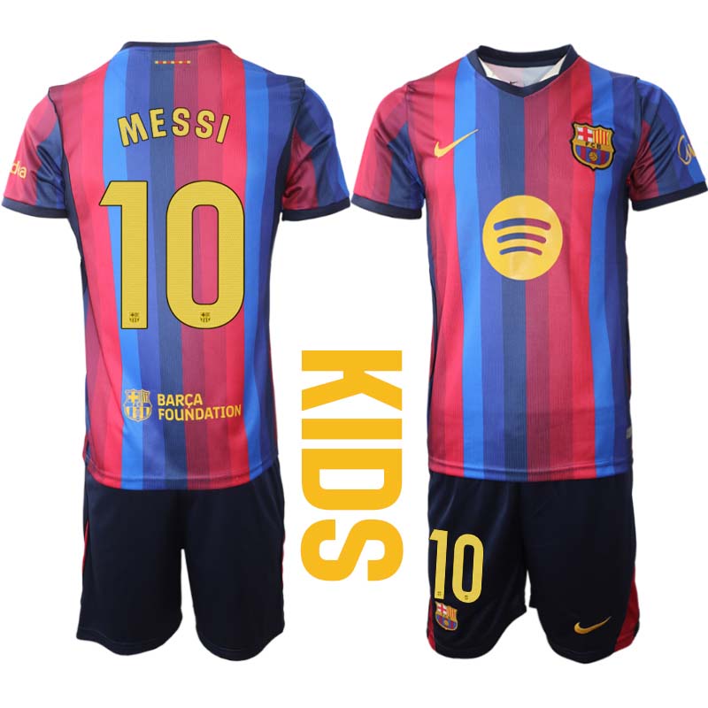 FC Barcelona Hemmaställ 2026/27 Lionel Messi 10 Barn Tröja och Shorts