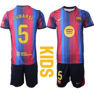 FC Barcelona Hemmaställ 2026/27 Pau Cubarsí 5 Barn Tröja och Shorts