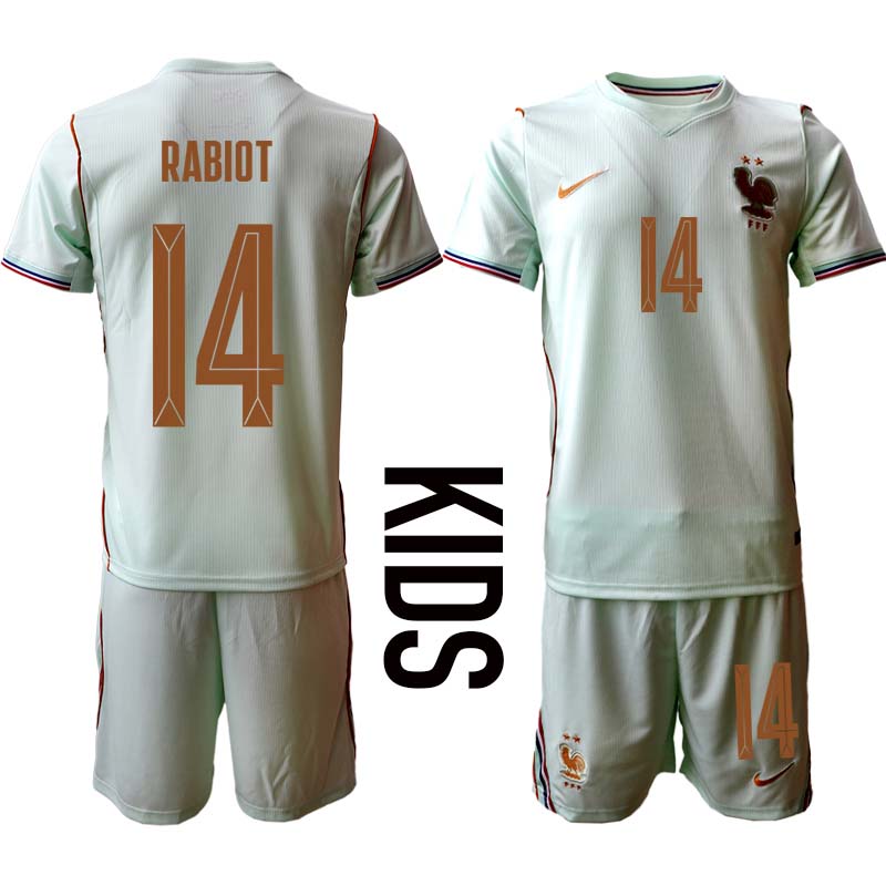 Frankrike VM 2026 Bortaställ Barn Adrien Rabiot 14 Fotbollströja med Shorts