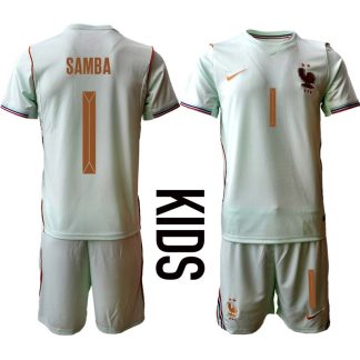 Frankrike VM 2026 Bortaställ Barn Brice Samba 1 Fotbollströja med Shorts
