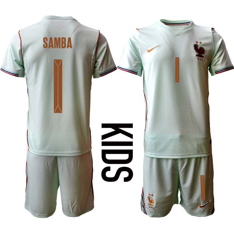 Frankrike VM 2026 Bortaställ Barn Brice Samba 1 Fotbollströja med Shorts