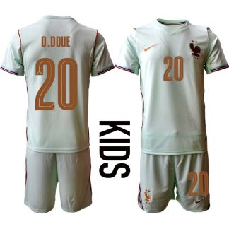 Frankrike VM 2026 Bortaställ Barn Désiré Doué 20 Fotbollströja med Shorts