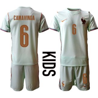 Frankrike VM 2026 Bortaställ Barn Eduardo Camavinga 6 Fotbollströja med Shorts
