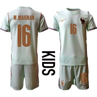 Frankrike VM 2026 Bortaställ Barn Mike Maignan 16 Fotbollströja med Shorts