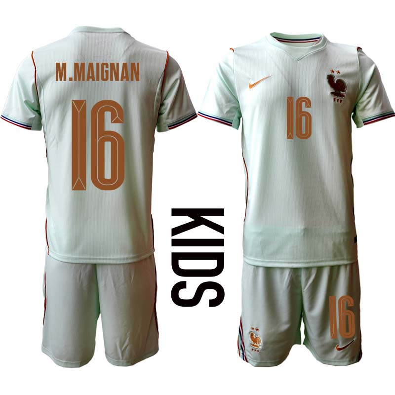 Frankrike VM 2026 Bortaställ Barn Mike Maignan 16 Fotbollströja med Shorts
