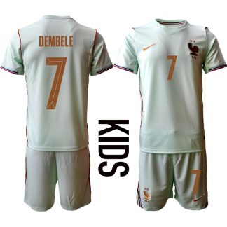 Frankrike VM 2026 Bortaställ Barn Ousmane Dembélé 7 Fotbollströja med Shorts