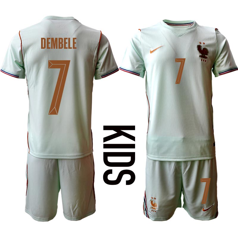 Frankrike VM 2026 Bortaställ Barn Ousmane Dembélé 7 Fotbollströja med Shorts