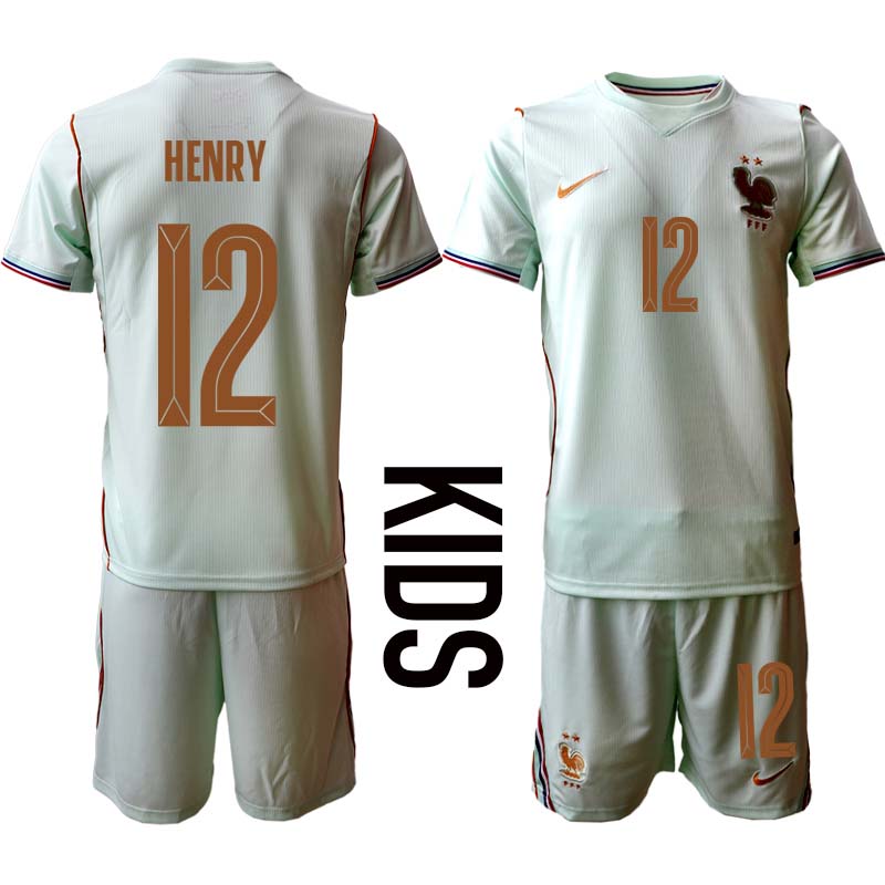 Frankrike VM 2026 Bortaställ Barn Thierry Henry 12 Fotbollströja med Shorts