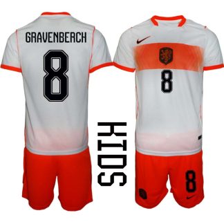 Nederländerna VM 2026 Bortaställ Barn Ryan Gravenberch 8 Fotbollströja och Shorts