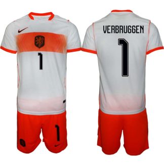 Nederländerna VM 2026 Bortaställ Herr Bart Verbruggen 1 Fotbollströja med Shorts