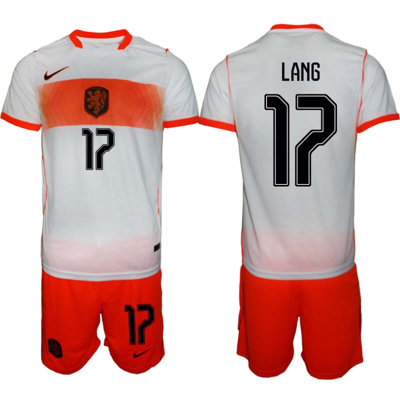 Nederländerna VM 2026 Bortaställ Herr Noa Lang 17 Fotbollströja med Shorts