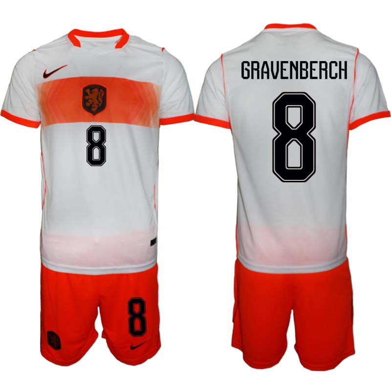 Nederländerna VM 2026 Bortaställ Herr Ryan Gravenberch 8 Fotbollströja med Shorts