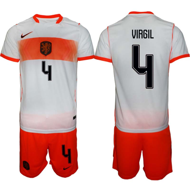 Nederländerna VM 2026 Bortaställ Herr Virgil van Dijk 4 Fotbollströja med Shorts