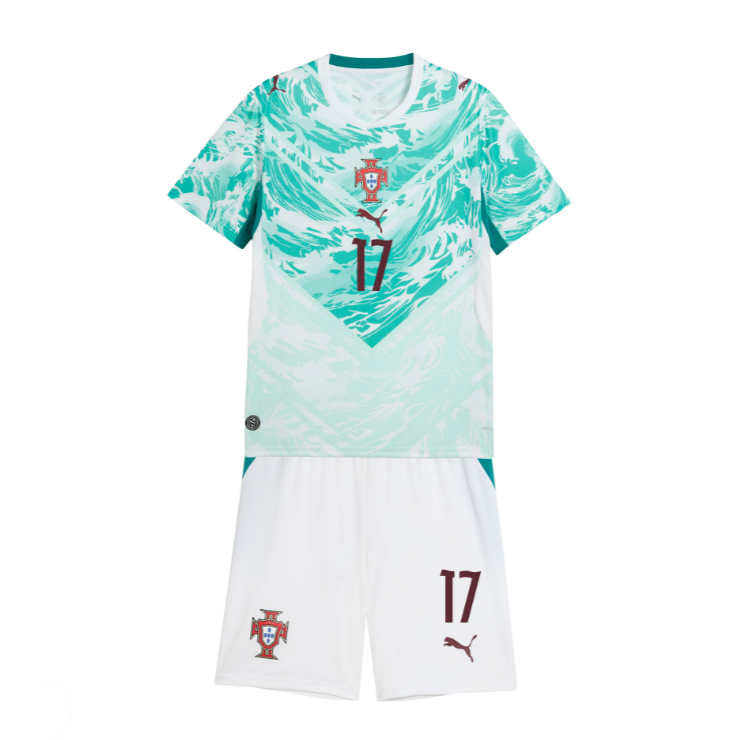 Portugal VM 2026 Bortaställ Barn Rafael Leão 17 Fotbollsset (Tröja + Shorts)