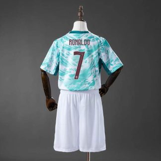 Portugal VM 2026 Bortaställ Barn Ronaldo 7 Fotbollsset (Tröja + Shorts)