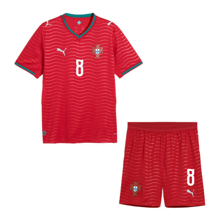 Portugal VM 2026 Hemmaställ Barn Bruno Fernandes 8 Fotbollsset (Tröja + Shorts)