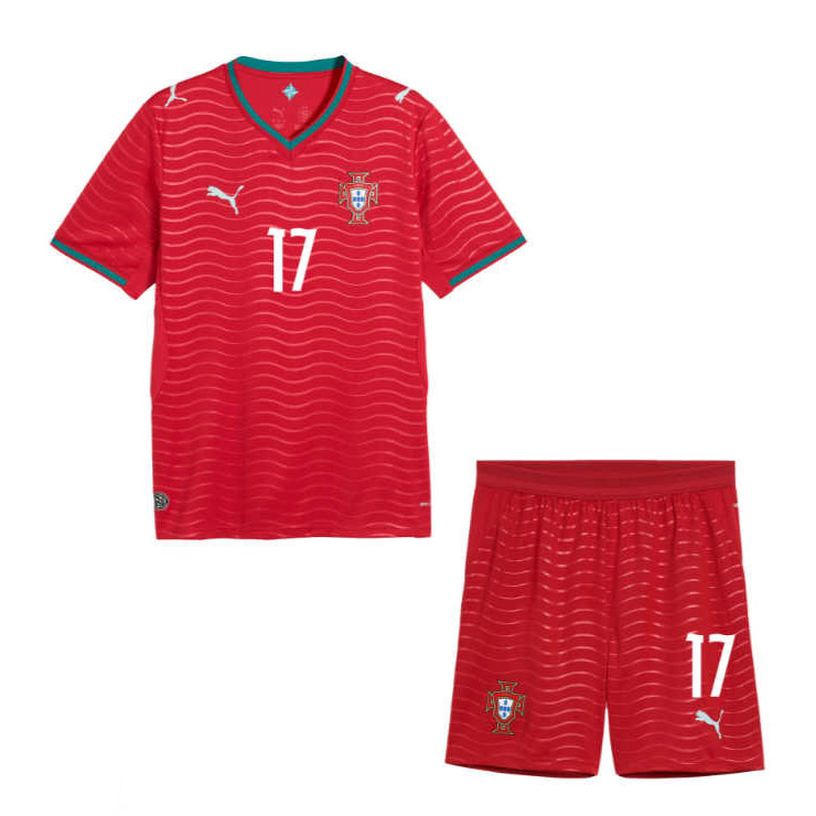Portugal VM 2026 Hemmaställ Barn Rafael Leão 17 Fotbollsset (Tröja + Shorts)
