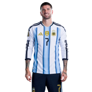 Rodrigo De Paul 7 Argentina VM 2026 Hemmaställ Långärmad Herr